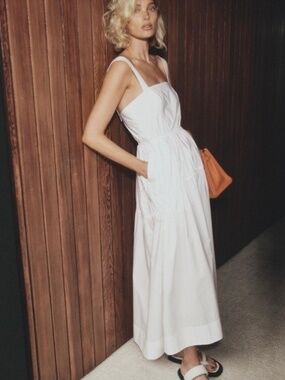 Helsa Cotton Poplin Midsummer Dress in White Size XXS